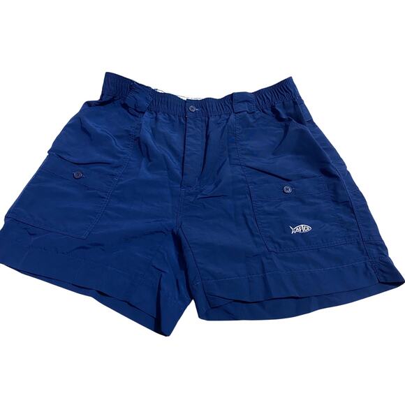 AFTCO Cargo Shorts Size 36 Blue 5" Inseam Utility Pockets Fishing Outdoor Style - Picture 1 of 6
